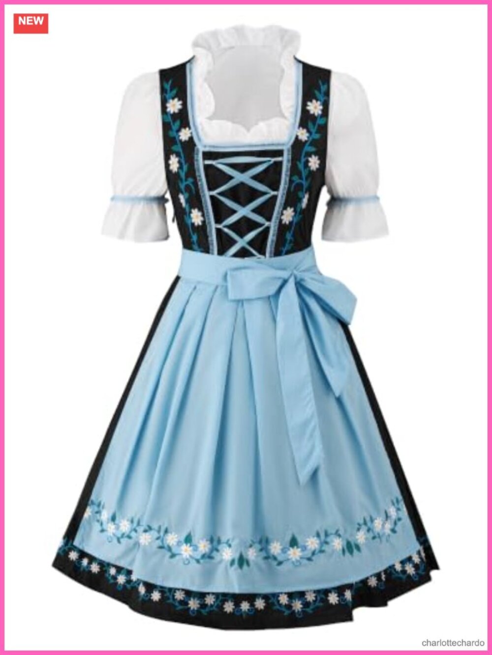 Women's Oktoberfest Dirndl Costume 3pc Bavarian Dress Set